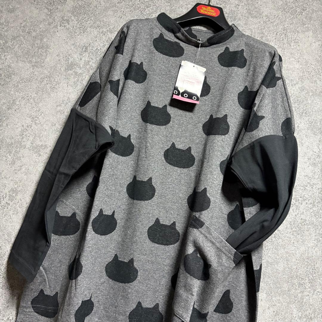 新品　マタノアツコ MEME総柄ワンピース・ルームウェア・ネグリジェーMグレー