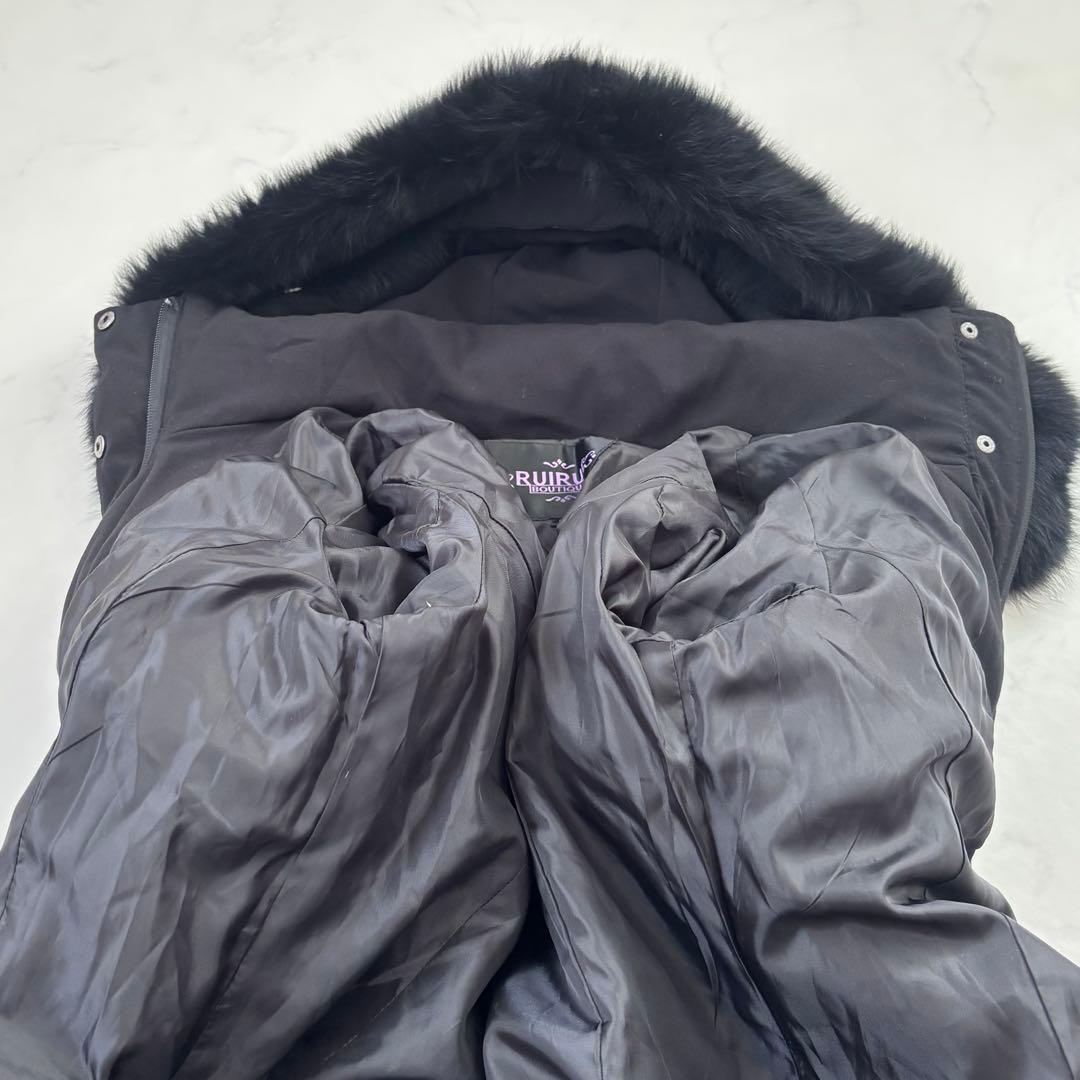 ルイルエブティック ウエストフィットロングダウンコート フォックス マット黒 M