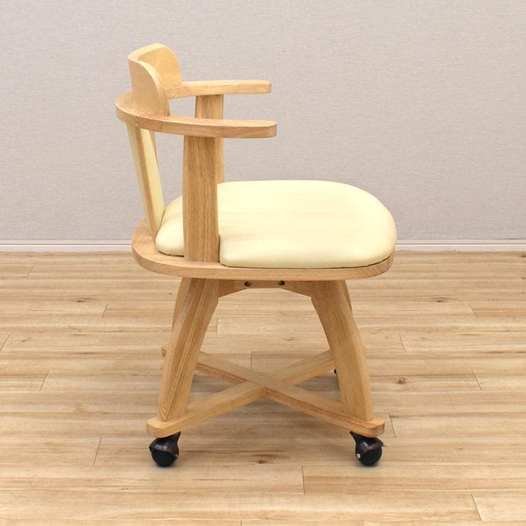 TR DC SC　1脚　回転式ダイニングチェア　肘付アーム　キャスターナチュラル