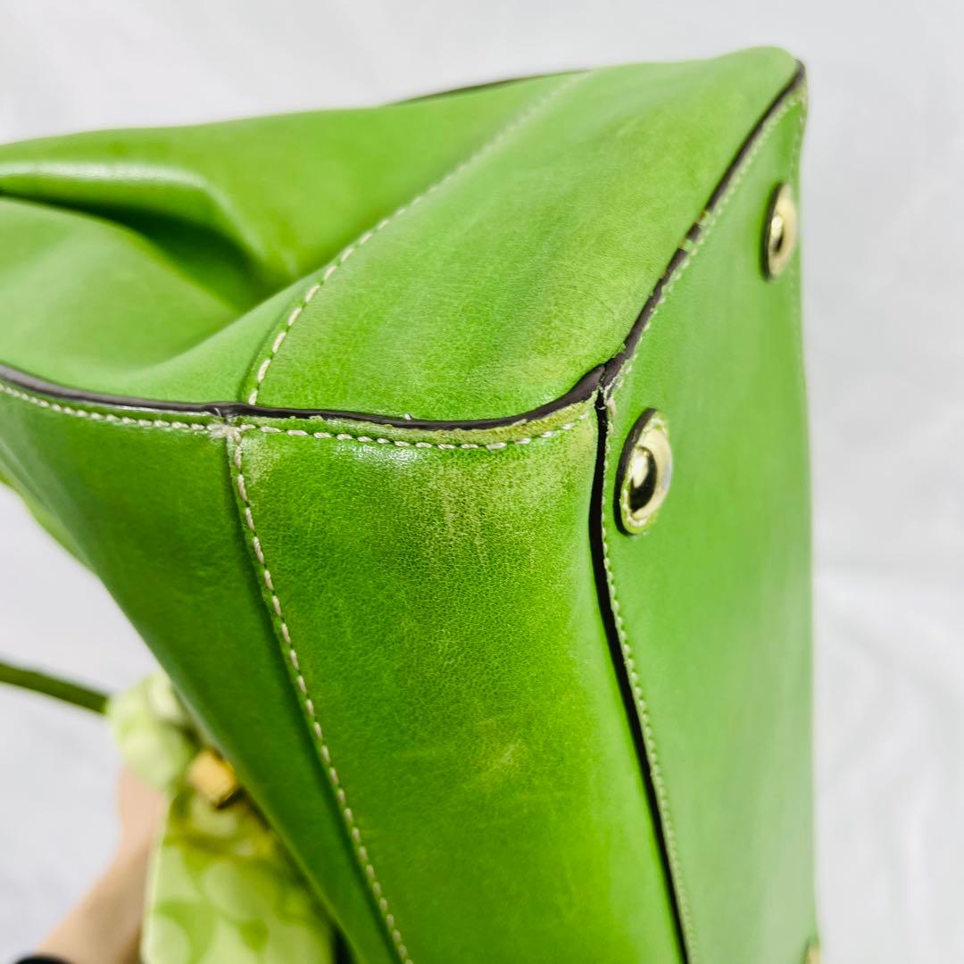 COACHコーチ グリーン マデリントートバッグ チャーム付き　11554P