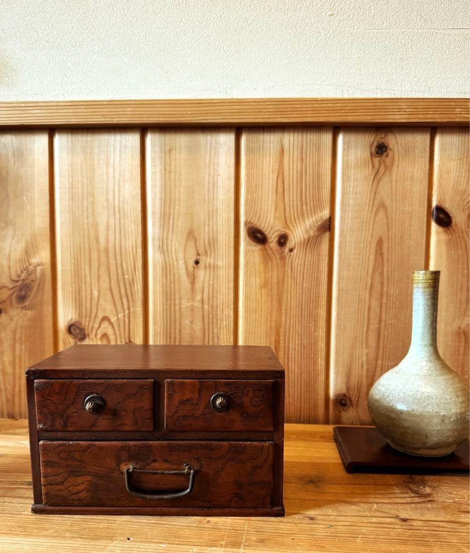 骨董　小家具　時代小抽斗　時代物　インテリア収納　アンティークボックス　組み木