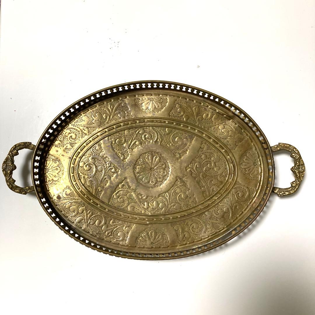 アンティーク　トレイ　ブラス