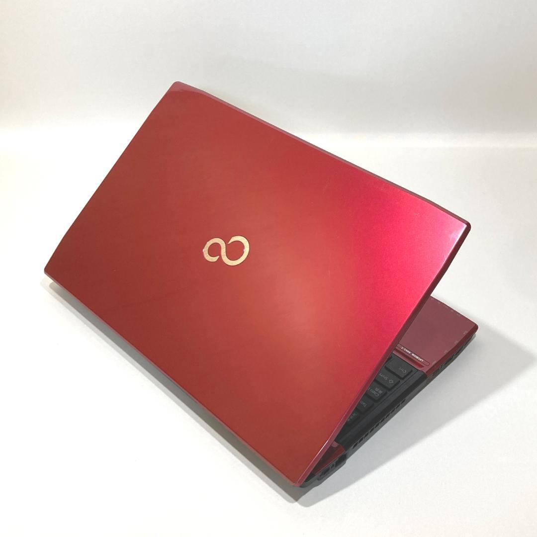 初心者✨カメラ付・大画面・ブルーレイ✨赤✨すぐ使えるノートパソコン◇D424-2