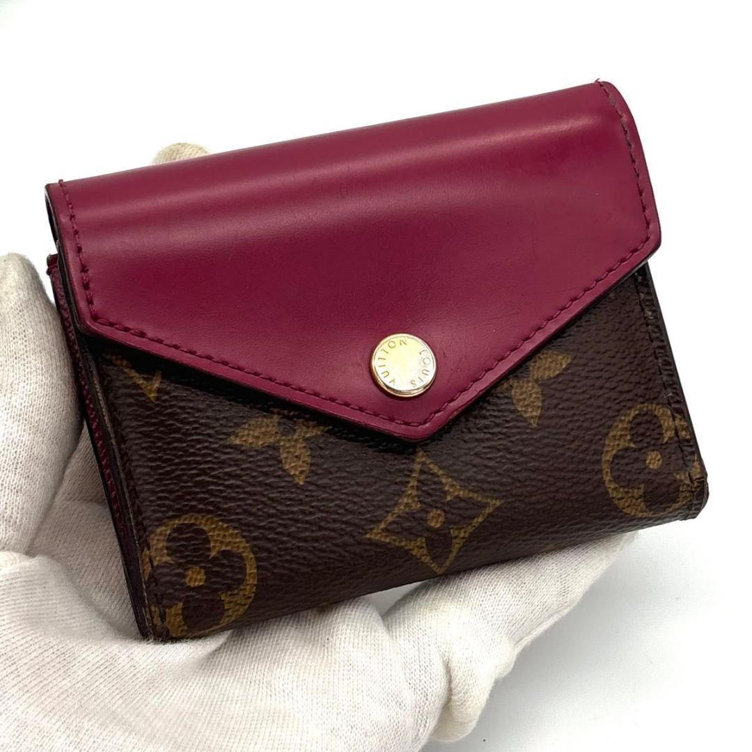 ルイヴィトン モノグラム ポルトフォイユ ゾエ 三つ折り財布 フューシャ ミニ