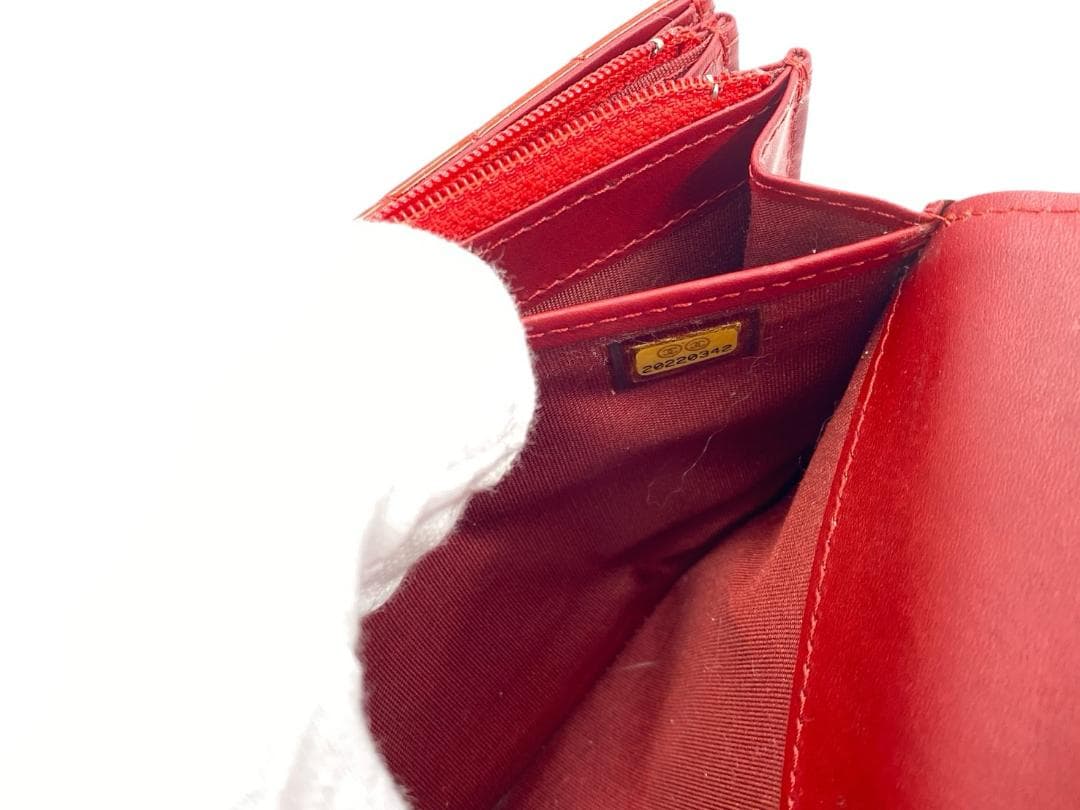 【ギャランティ付】CHANEL エナメル マトラッセ ココマーク 長財布 赤