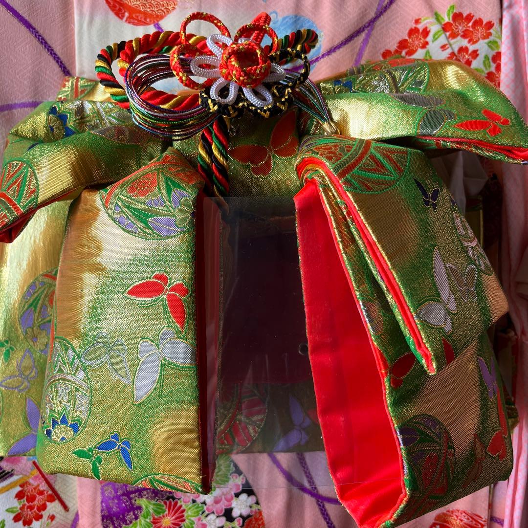 七五三 7歳女児用 正絹着物 帯 長襦袢 草履 バッグ等小物一式 ピンク系