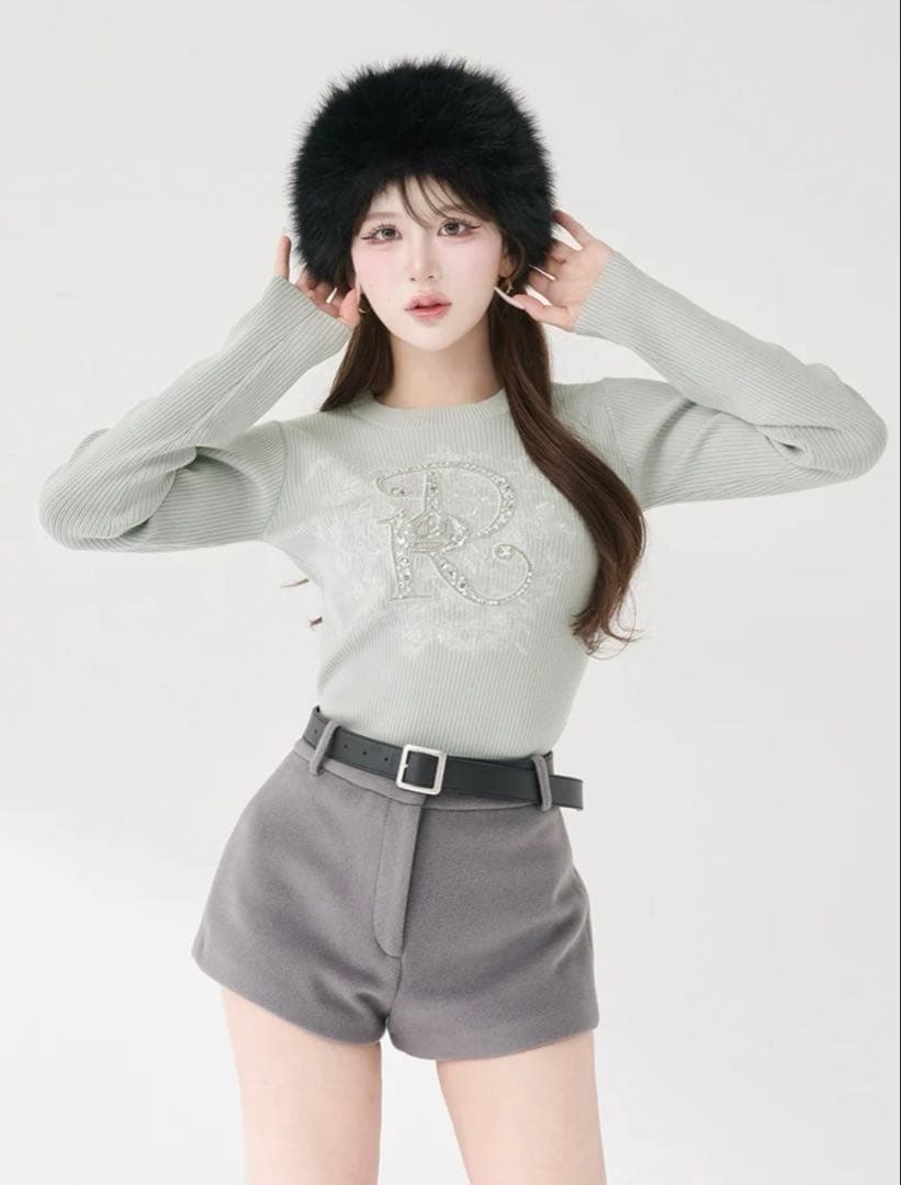 Darich DRビジューフラワーリブニットトップス