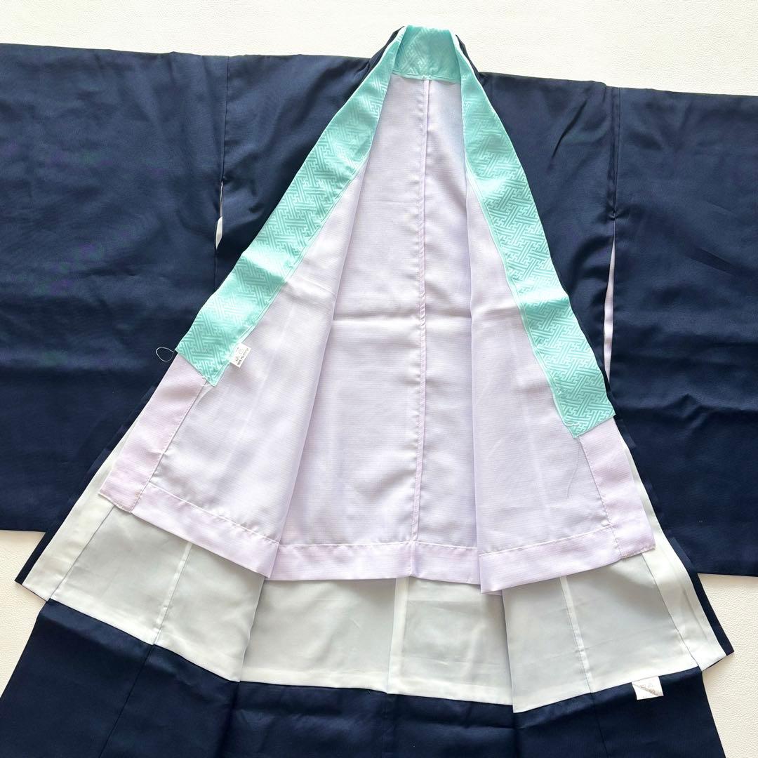 02337 七五三 5歳 男の子 着物 羽織 袴 フルセット 兜　紺色　百日祝い