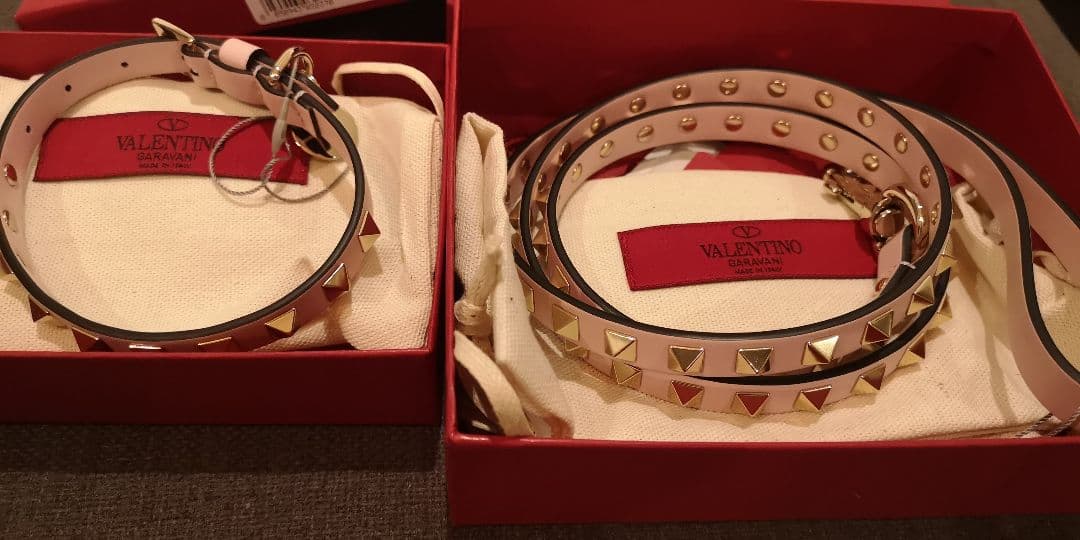 ヴァレンティノ VALENTINO スタッズ首輪 リード セット M 新品