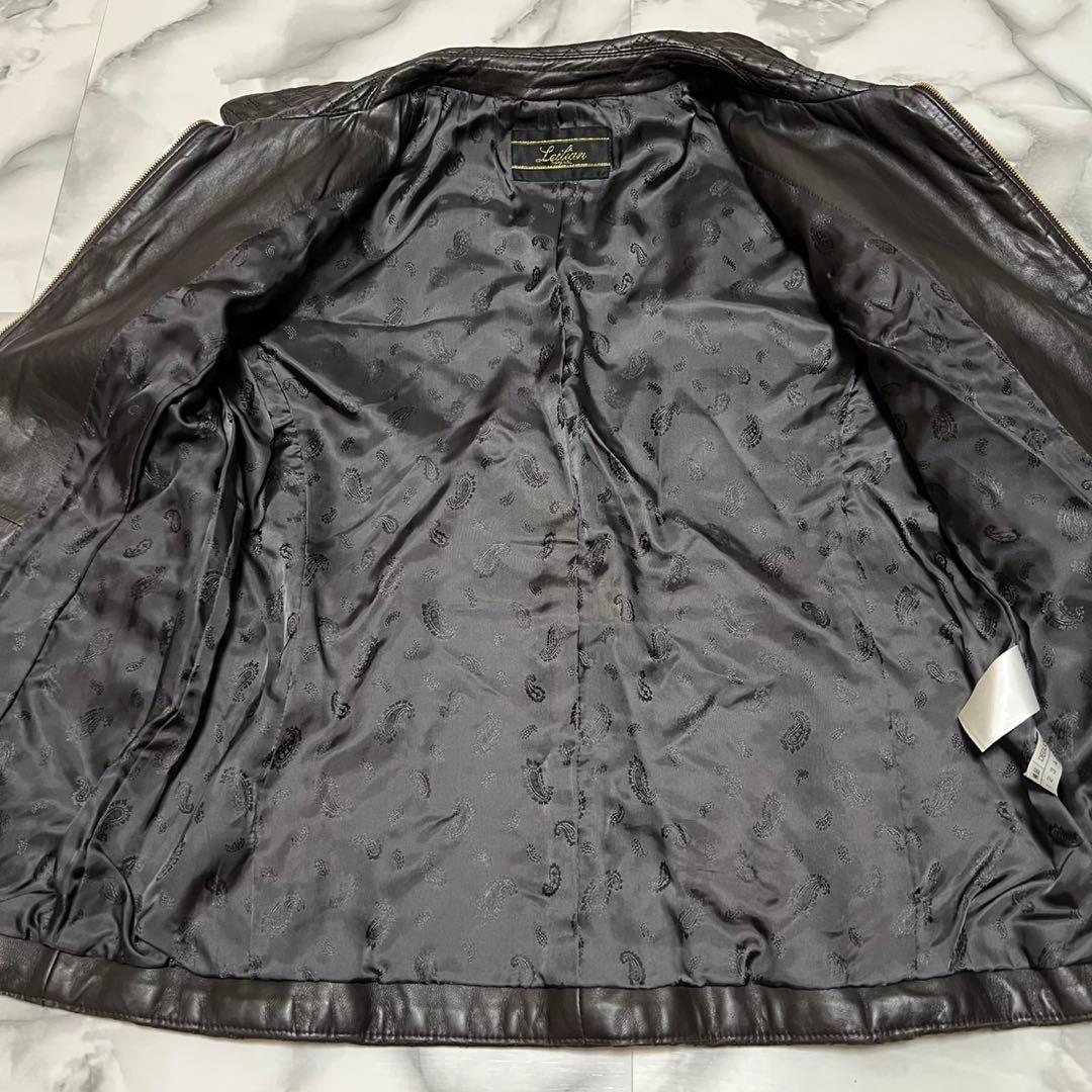 【美品】レリアン　ラムレザー　レザージャケット　キルティング　ブラウン　11号