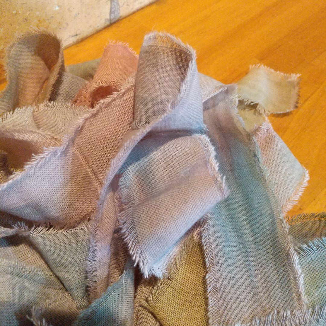 3/22てるりん48，ジャンクジャーナル素材。フリンジ加工裂き布リボン