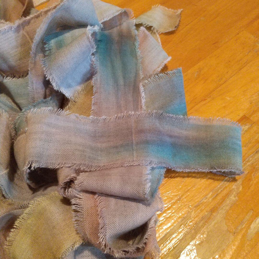 3/22てるりん48，ジャンクジャーナル素材。フリンジ加工裂き布リボン