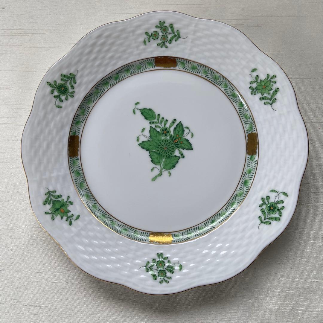 ヘレンド　アポニーグリーン　デザートプレート　約19cm ６枚セット