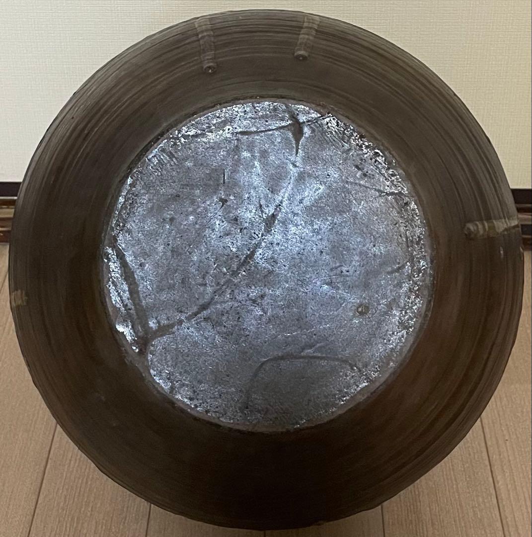 古備前　桃山時代　大壺　特大38cm 　四耳大壺　葉茶壺　Lf6288