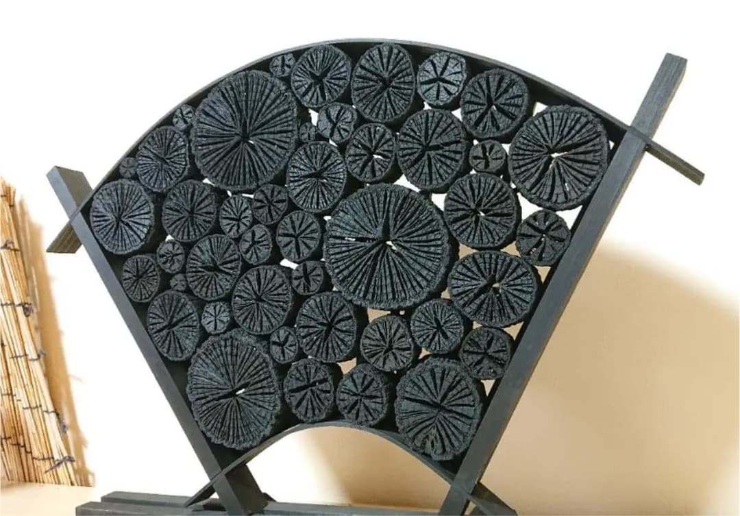 菊炭のオブジェ　扇型  値下げしました。