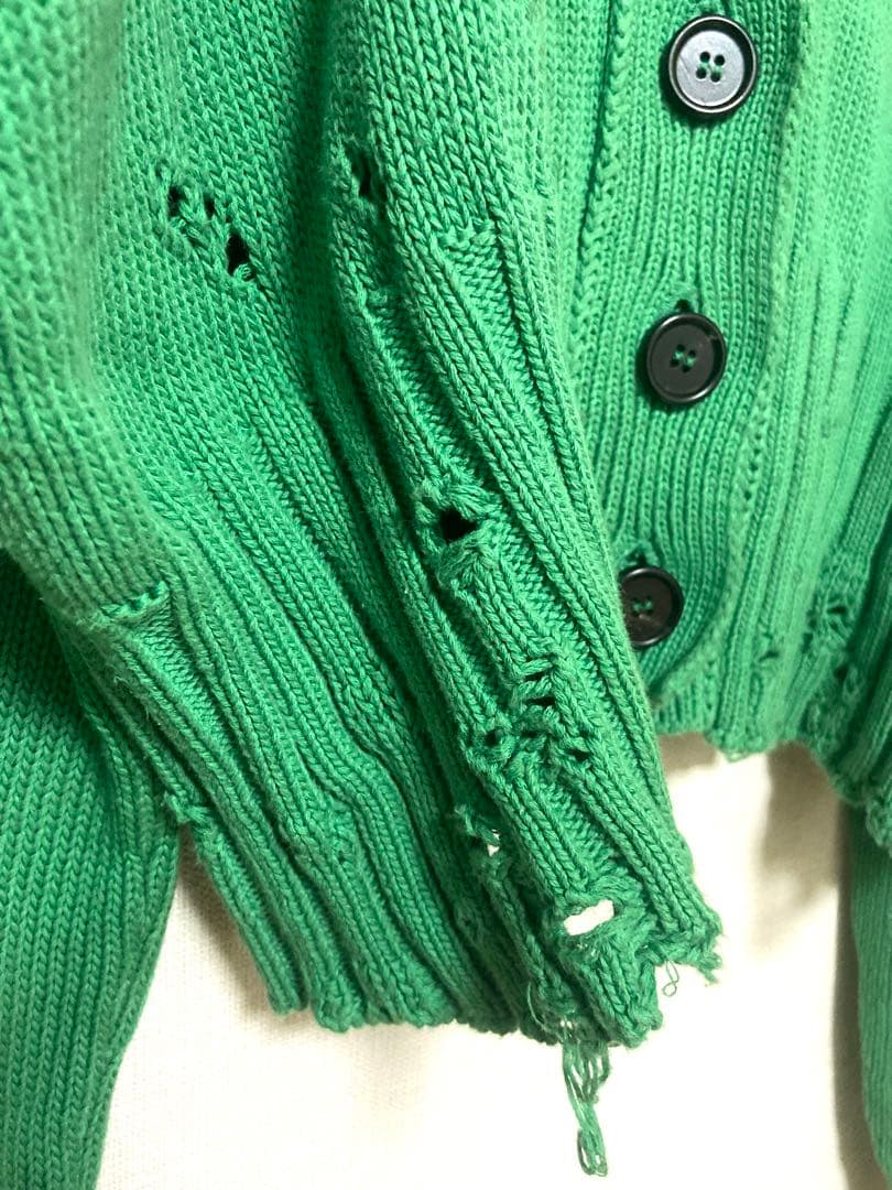 マルニ　レディース　ダメージ　ロゴ　ニット　セーター　ショート丈　コットン