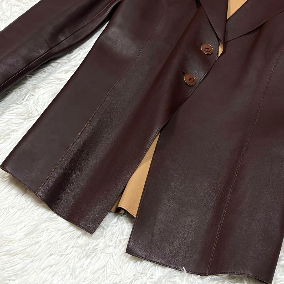 希少 美品✨フェラガモ レザーテーラードジャケット ブラウン イタリア製