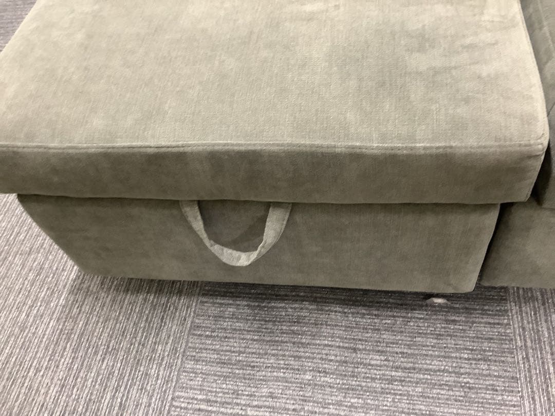 なら 極上中古！ニトリ ソファベッド 布張り 収納付きカウチソファ グレー