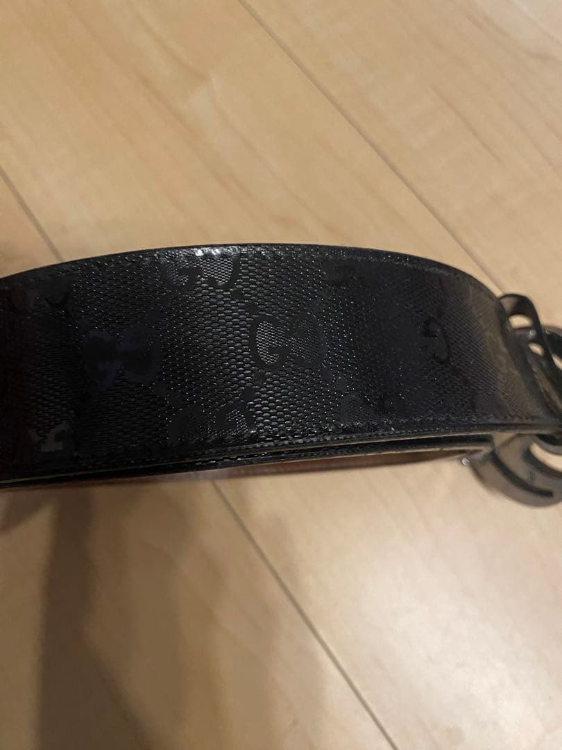 GUCCI GG インプリメ　インターロッキン　ブラック レザーベルト 美品