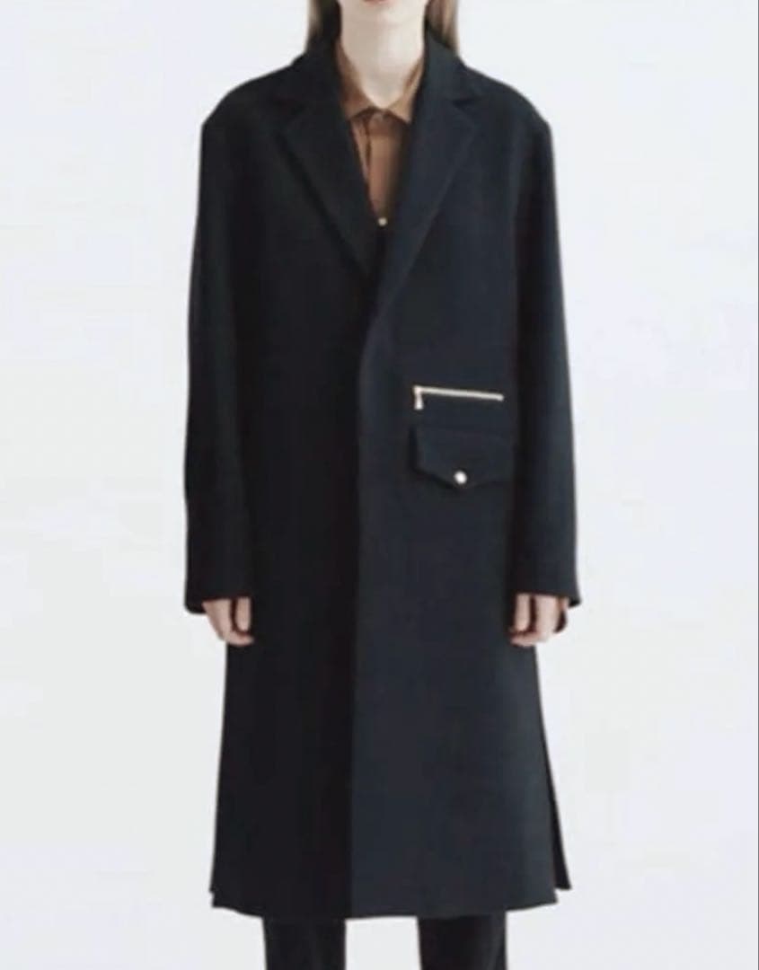 美品　CULLNI デザインチェスターコート　ロングコート　ジップ　日本製