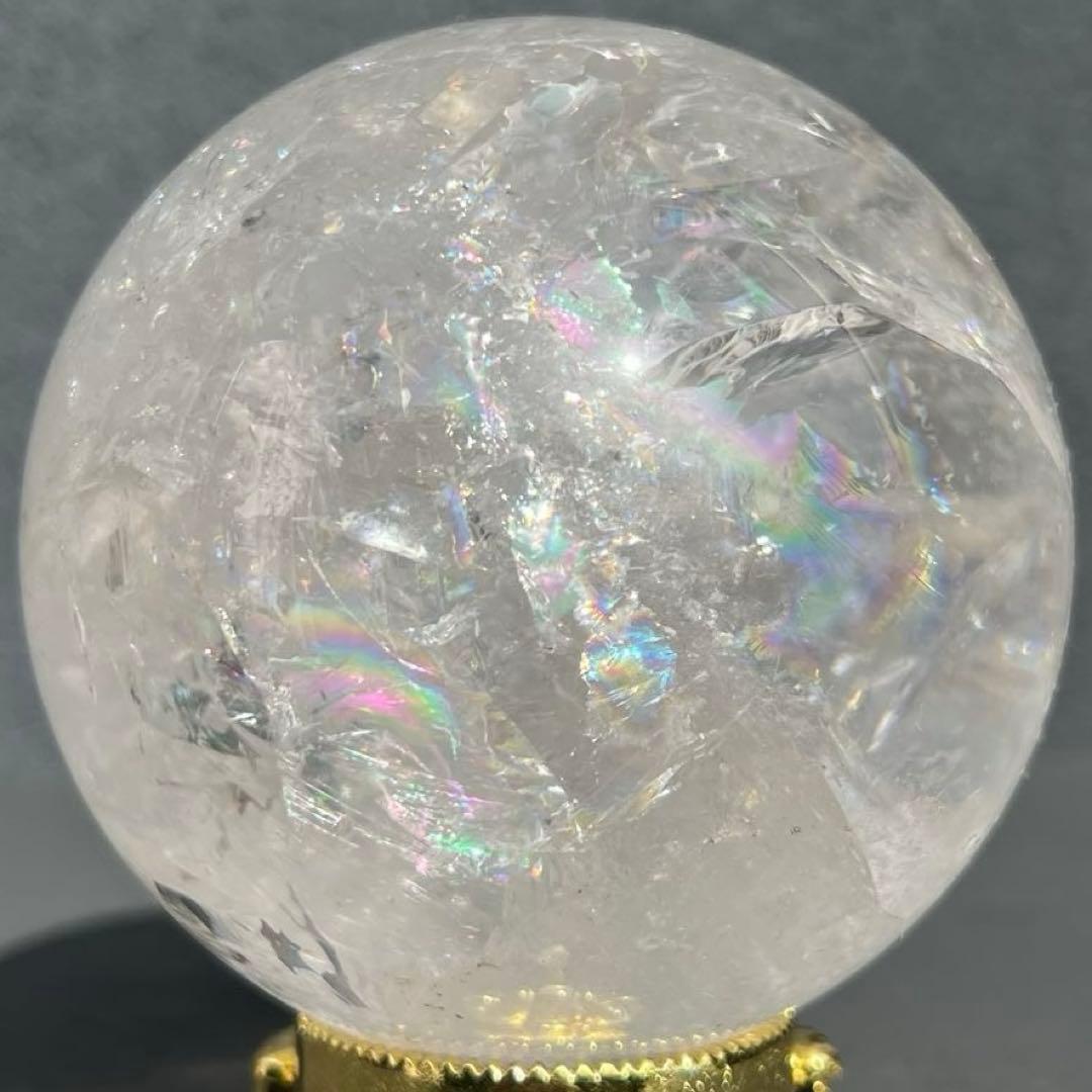 ✳️極品✨美煌なレインボーと透明度‼️ハイクオリティ✨レインボー 水晶 丸玉 天然石