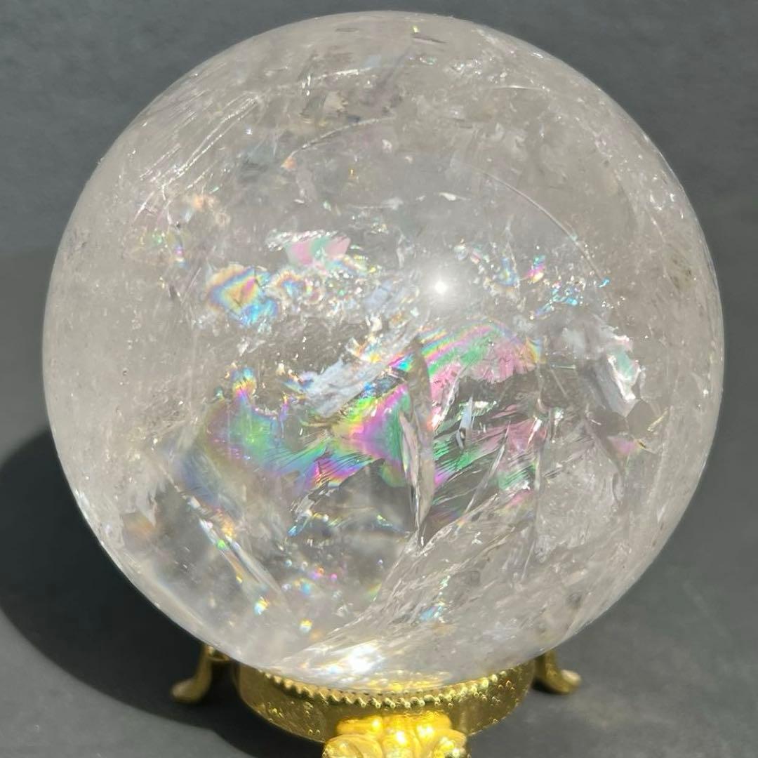 ✳️極品✨美煌なレインボーと透明度‼️ハイクオリティ✨レインボー 水晶 丸玉 天然石