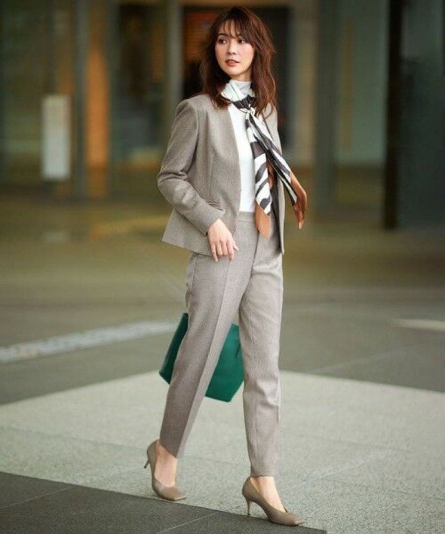 【未使用】23区ウールライクカルゼノーカラージャケットパンツスーツ上下セット36