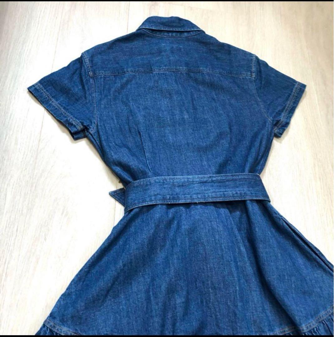 ポロラルフローレン 2ベルデッドティアードコットンドレスSデニムワンピース