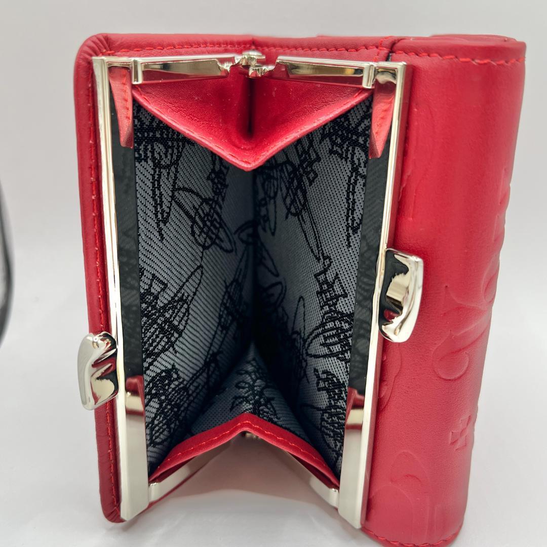Vivienne Westwood 特価 折財布 レッド 赤 型押し がま口定番