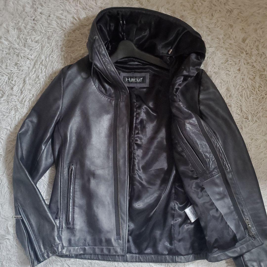 美品 Haruf ハルフ 2way ラムレザー ジャケット ライダース シングル
