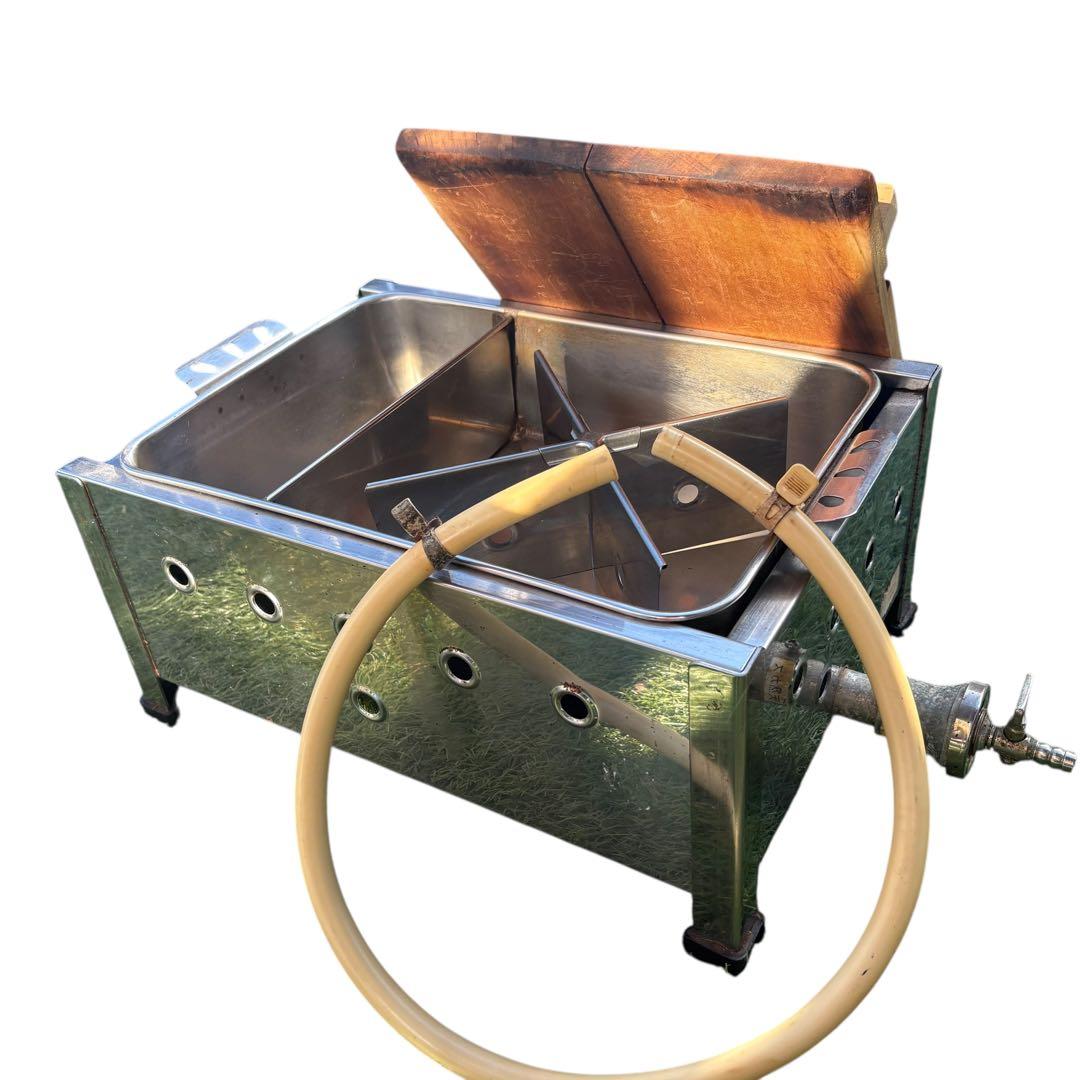 おでん鍋　ステンレス製　都市ガス　業務用　蓋付き　仕切り付き