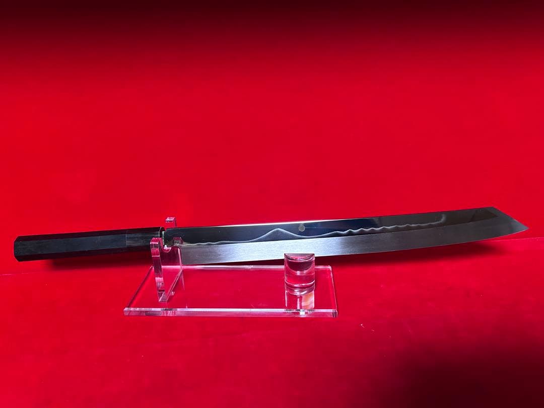 01511 包丁　剣型切付　尺一　水本焼　富士山満浮紋　白鋼　切味抜群　未使用品