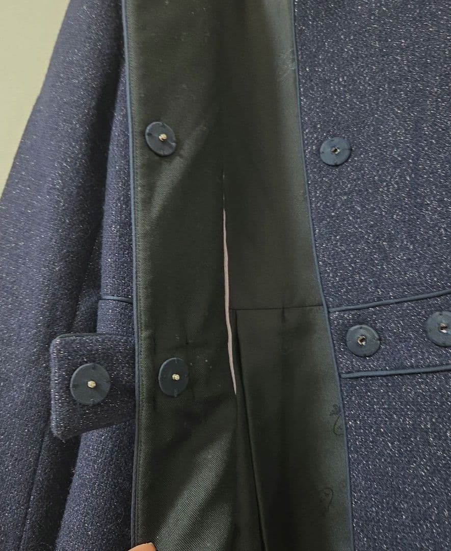 リ*ー様 TOCCA ロングコート　ネイビー リボン カシミヤ混　 サイズ0