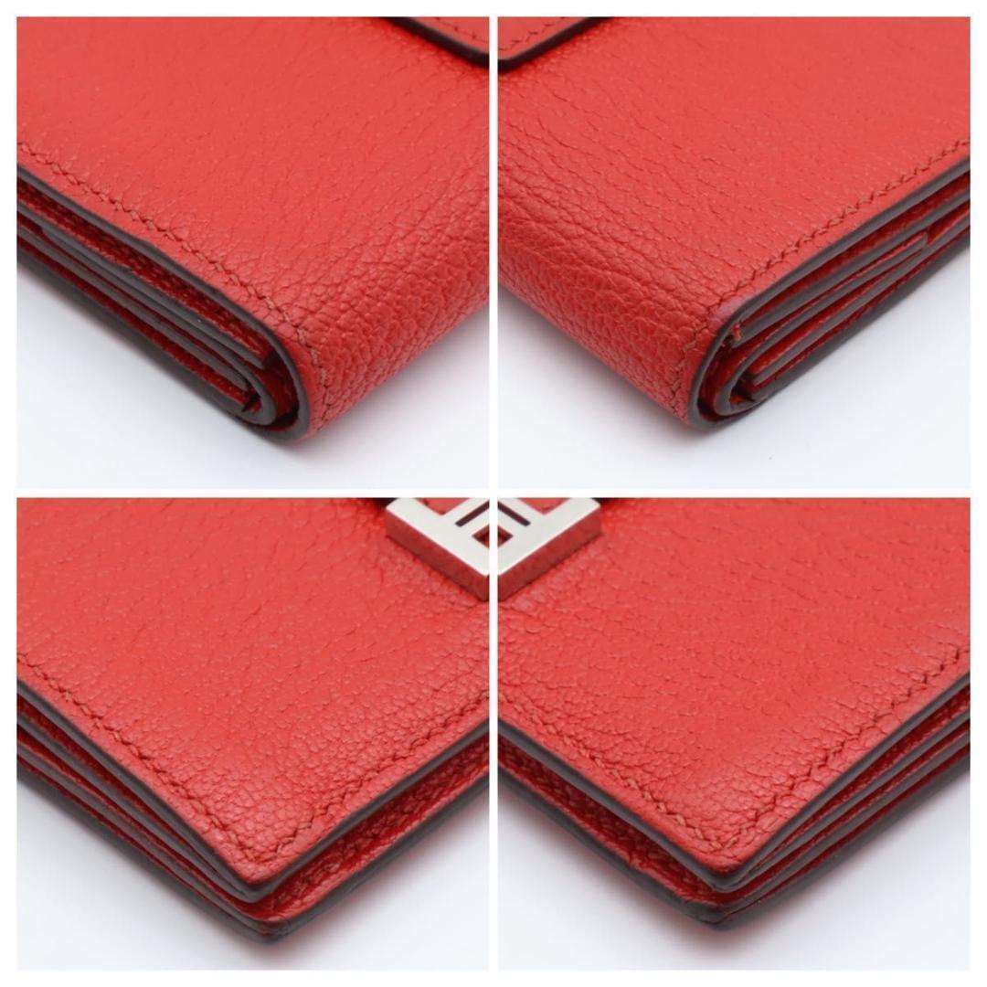 【極美品】HERMES ベアンミニ シェーブル　コンパクトウォレット　赤