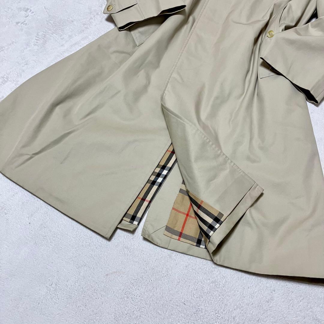 バーバリー　ステンカラーコート　ロング　裏ノバチェック総柄　大きめゆったり　XL