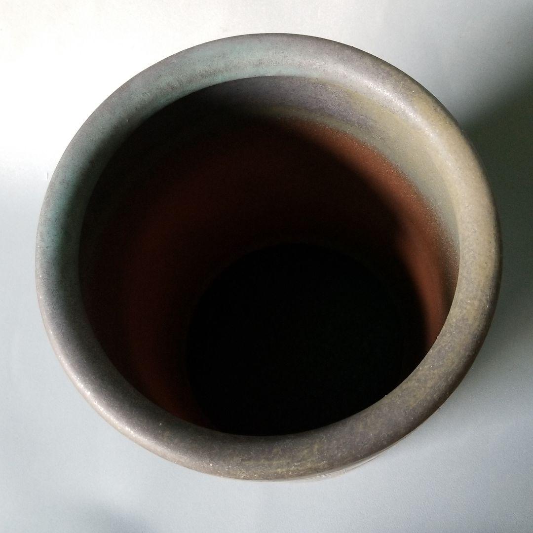 信楽焼傘立て  台形ふくろう彫 高さ４０cm