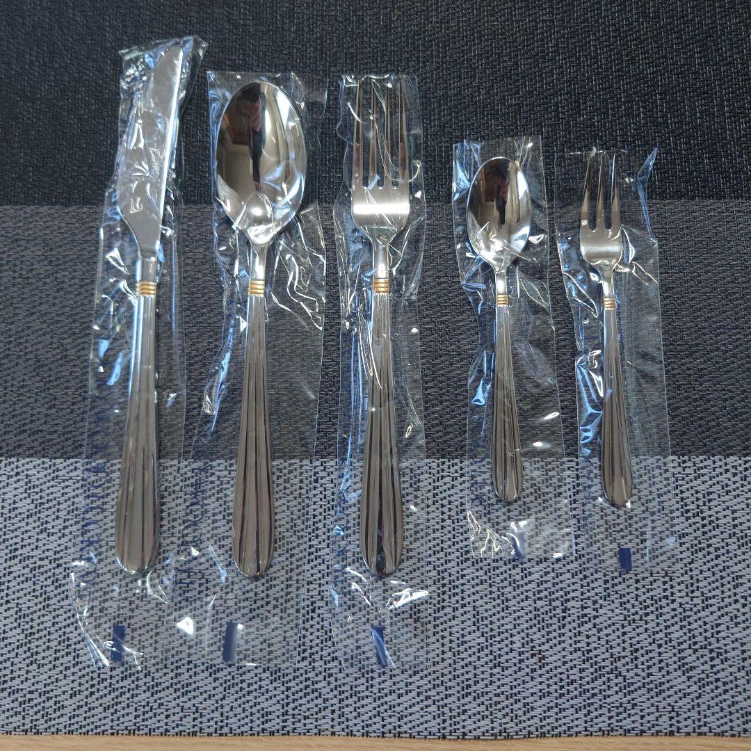 M⑩ラッキーウッド　サントラル金彩　カトラリーセット（25本:5種✕5本）