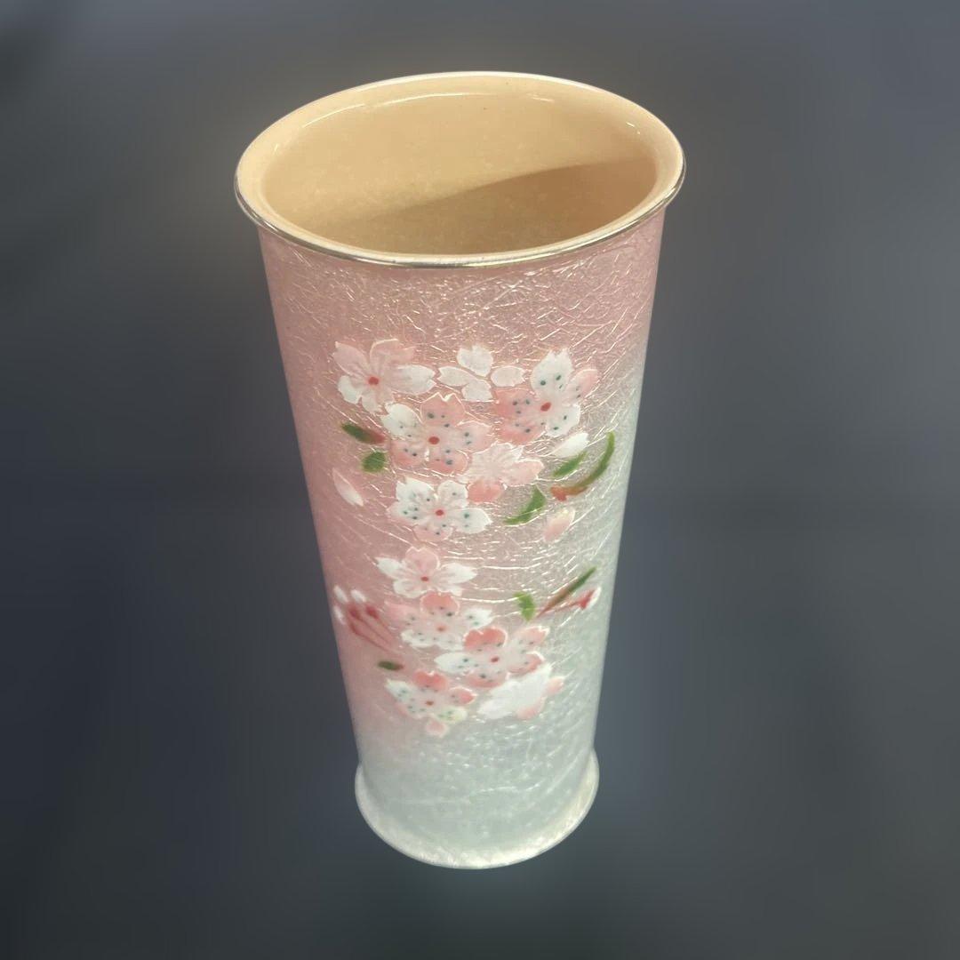 七宝焼き 花瓶 一輪ざし 桜