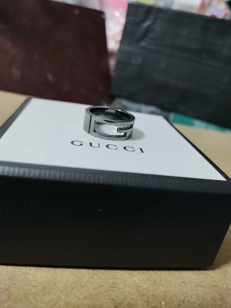 美品 GUCCI グッチ シルバー925 Gリング16号 高級感あり イタリア製