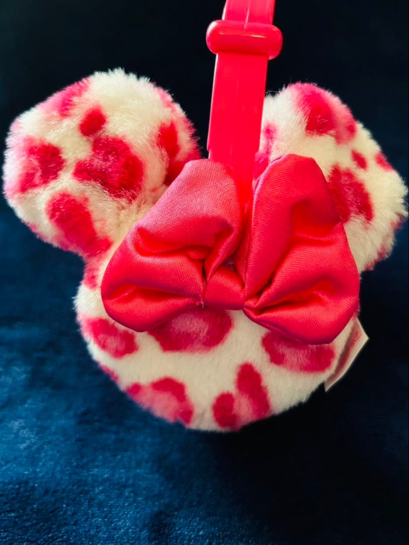 【即発送】ミニー　ヒョウ柄　耳当て　ピンク　ディズニー