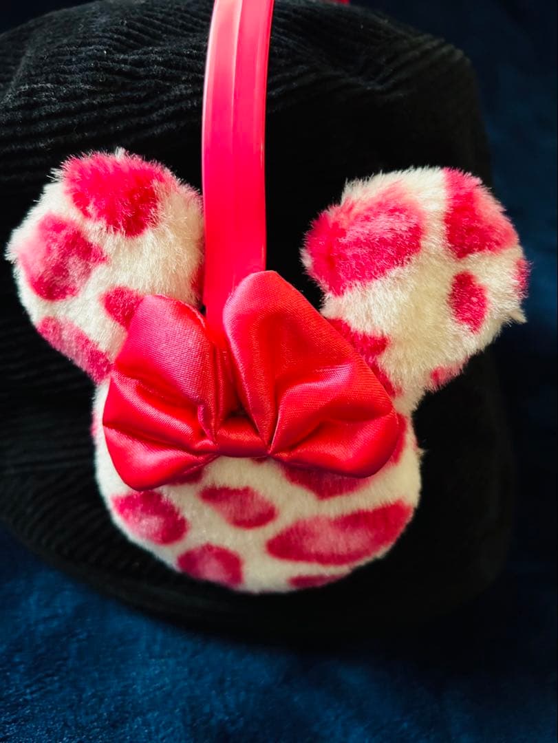 【即発送】ミニー　ヒョウ柄　耳当て　ピンク　ディズニー