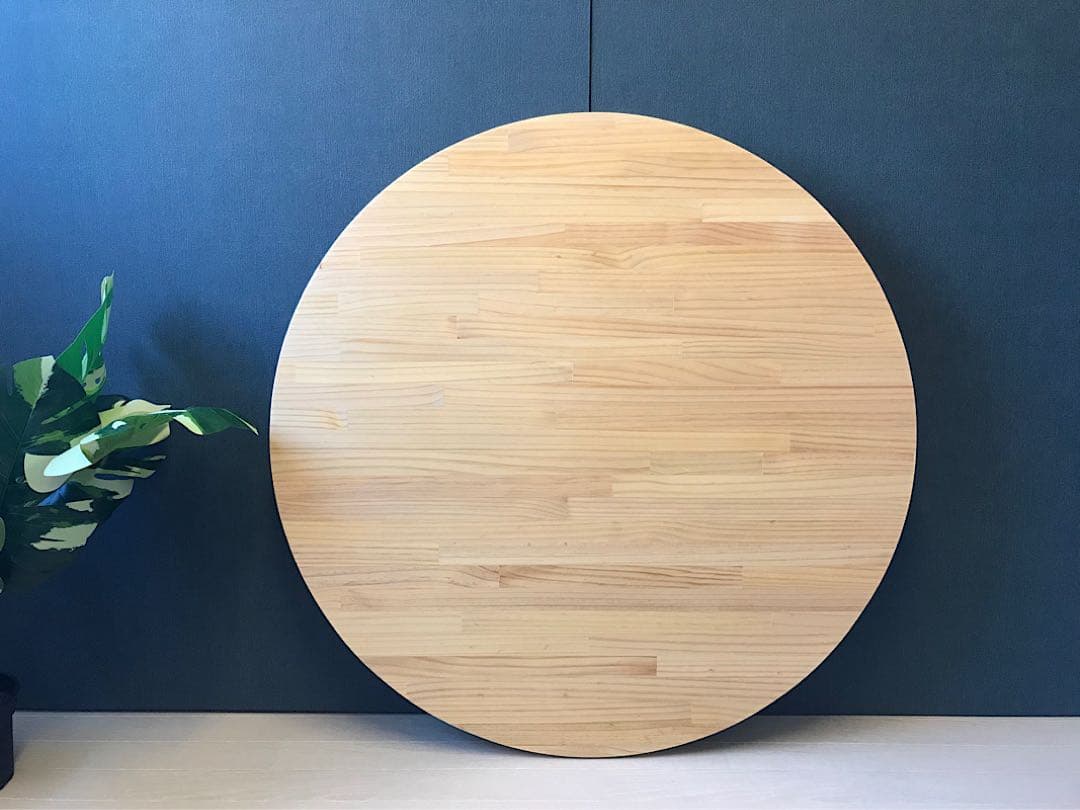 【オーダー】 ローテーブル 丸形 105cm 杉 焦茶 折りたたみ脚