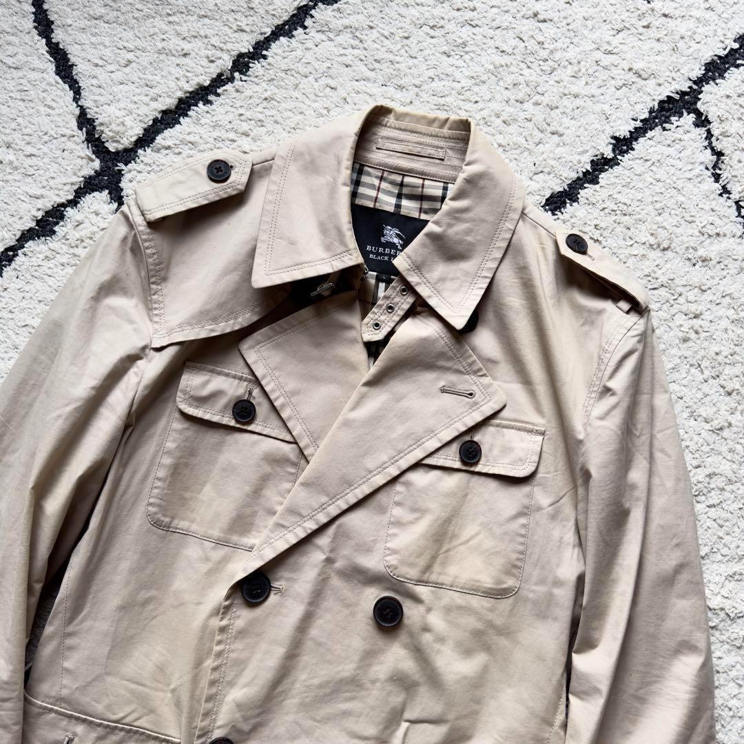 バーバリーブラックレーベル　トレンチコート　ベージュ　ノバチェック　ベルト　L