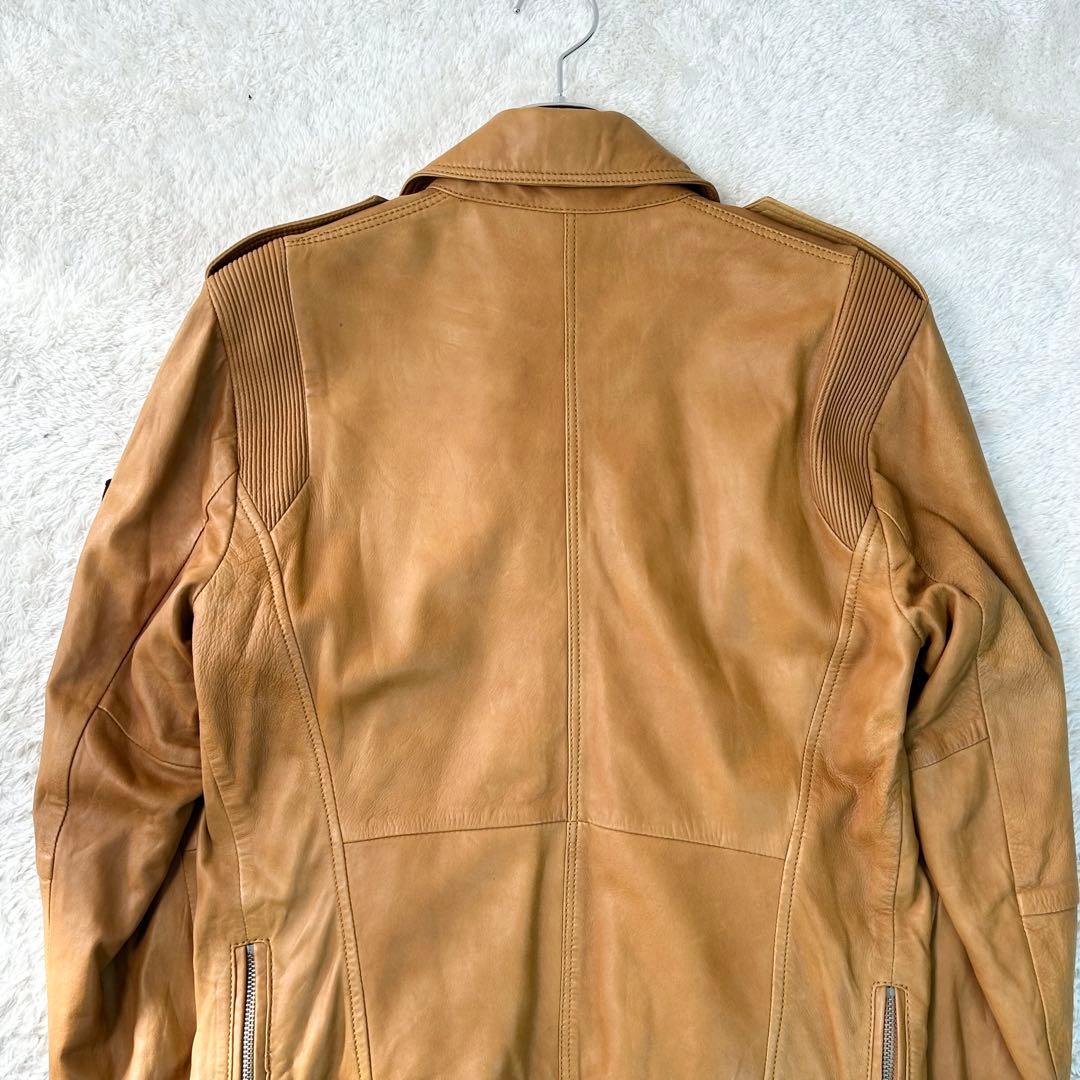 DIESEL レザージャケット 羊革 ミリタリー Sブラウン シープレザー