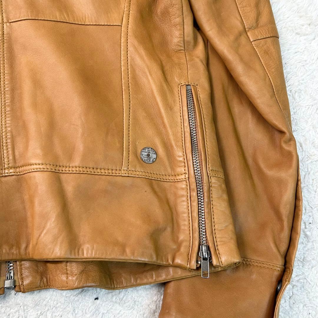 DIESEL レザージャケット 羊革 ミリタリー Sブラウン シープレザー