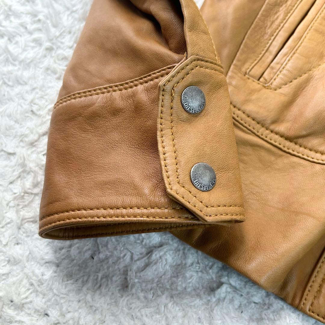 DIESEL レザージャケット 羊革 ミリタリー Sブラウン シープレザー