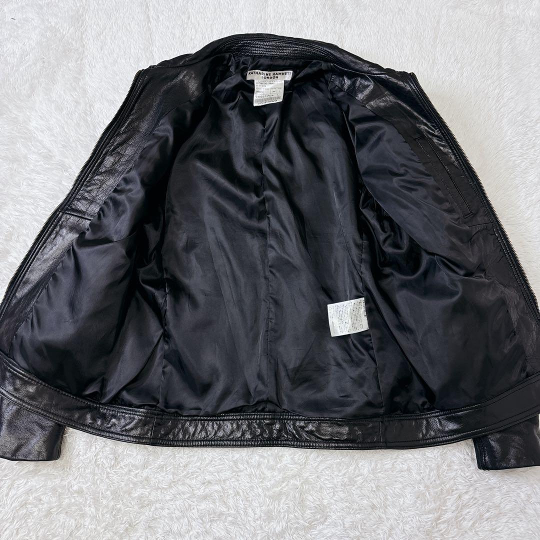 美品　キャサリンハムネット　シングルライダースジャケット　レザー　牛革　L