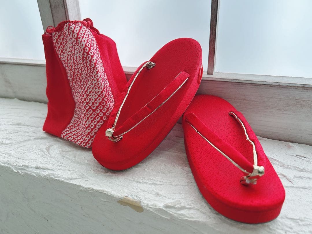 七五三 3歳着物 被布セット 正絹 絞り 赤