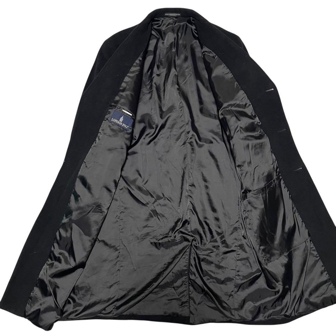 大きいサイズ【LONDON FOG】ウール マキシ丈チェスターコート 黒 XL