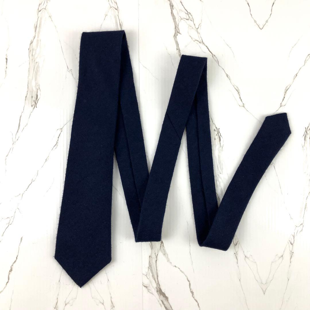 美品　ボッテガヴェネタ　ネクタイ　カシミヤ混　ソリッド　ジャガード　ネイビー